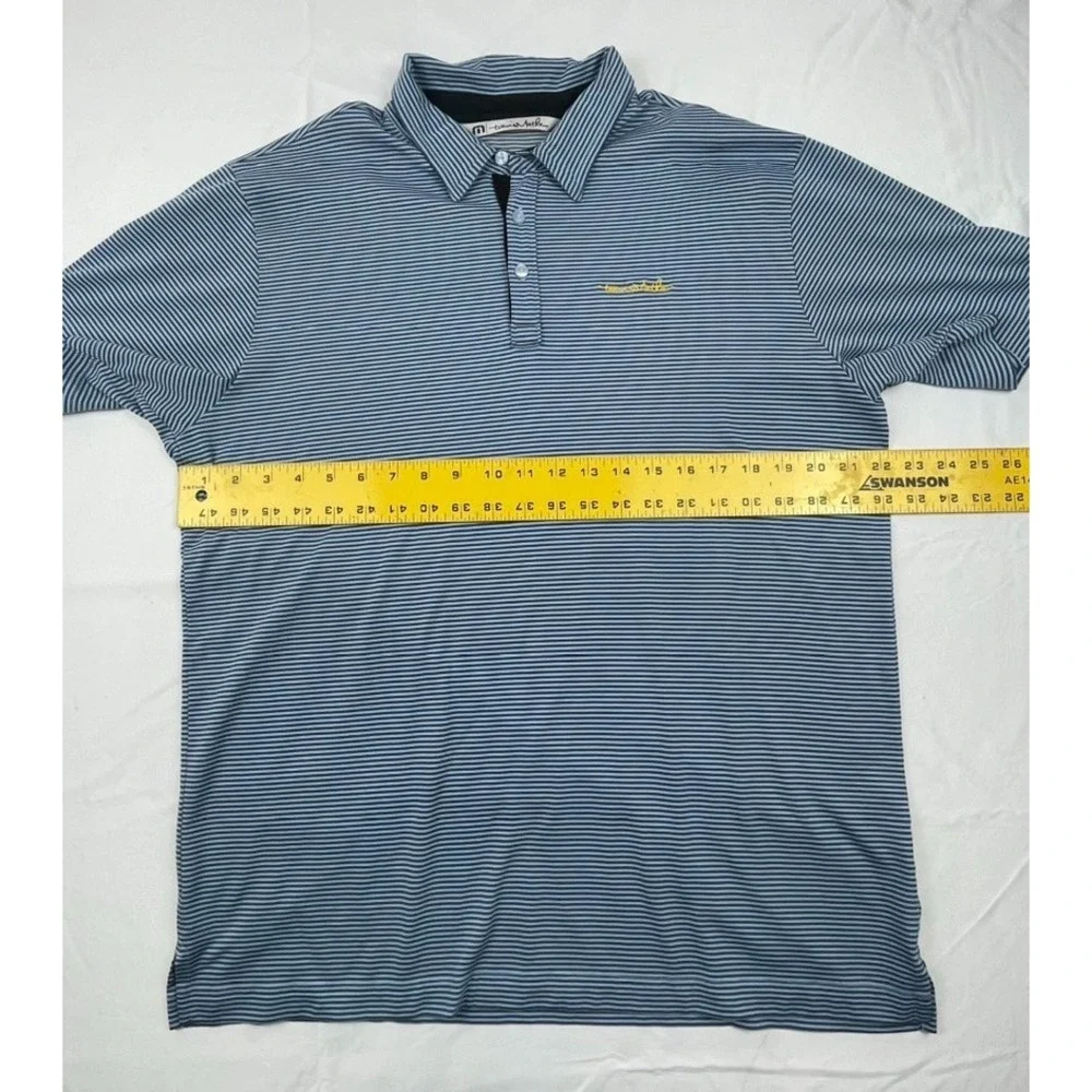 TRAVIS MATHEW POLO SHIRT MENS XL BLUE GREY STRIPED GOLF POLO SHORT SLEEVE CLUB